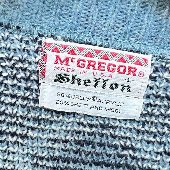Vintage McGregor Shelton Gyle X-VEE Pullover V Neck Blue Wool Sweater Size L NWT - Picture 2 of 12
